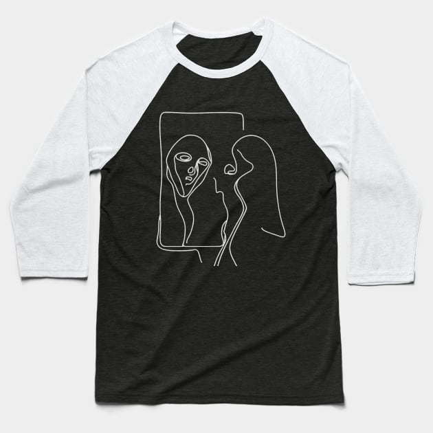 Horror Mirror on the wall | Minimalist dark illustration | Part 4 Baseball T-Shirt by Jumitu-Art